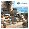 Chaise Longue inclinable en testilene avec porte gobelet et portable Noir Lot de 2 - VOUNOT FR