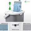 Balai microfibre et Seau Essoreur avec 6 serpillères Réutilisables Balai Plat Double compartiment gris