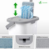 Balai microfibre et Seau Essoreur avec 6 serpillères Réutilisables Balai Plat Double compartiment blanc