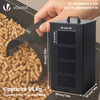 Reservoir a granules rangement pellets avec roulettes 55kg 36x36x76cm noir