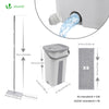 Balai microfibre et Seau Essoreur avec 6 serpillères Réutilisables Balai Plat Double compartiment blanc