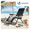 Chaise Longue inclinable en textilene avec porte gobelet et portable Noir Lot de 1 - VOUNOT FR