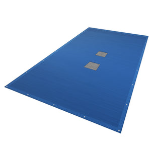 Bache piscine rectangulaire double couche en Polyethylene 160 gr/m2 avec filet ecoulement 4x7m Bleue