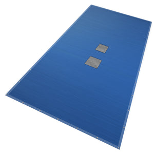 Bache piscine rectangulaire double couche en Polyethylene 160 gr/m2 avec filet ecoulement 6x12m Bleue