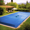 Bache piscine rectangulaire double couche en Polyethylene 160 gr/m2 avec filet ecoulement 6x12m Bleue