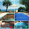 Bache piscine rectangulaire double couche en Polyethylene 160 gr/m2 avec filet ecoulement 6x12m Bleue