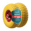 Lot de 2 Roue increvable 3.50-4 en PU pour brouette diable alesage 16mm 260x85mm Jaune - VOUNOT FR