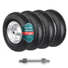 Lot de 4 Roue gonflable robuste 4.80/4.00-8 pour chariot brouette alesage 20mm 400x85mm Noir/Argent - VOUNOT FR