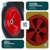 Lot de 4 Roue increvable 4.80/4.00-8 en PU pour brouette diable alesage 20mm 392x92 mm Noir/Rouge - VOUNOT FR