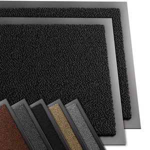 Lot de 2 Tapis de porte paillasson 40x60cm Noir