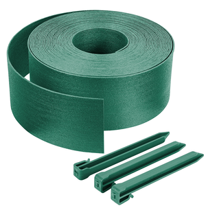 Bordure de jardin PE flexible 20M x 8 CM avec piquets vert