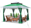 Tonnelle de jardin exterieure pliable avec moustiquaire 3.6x3.6m vert