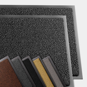 Lot de 2 Tapis de porte paillasson 60x90cm Gris-Noir - VOUNOT FR