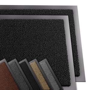 Lot de 2 Tapis de porte paillasson 60x90cm Noir