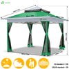 Tonnelle de jardin exterieure pliable avec moustiquaire Pop up 3.6x3.6m vert