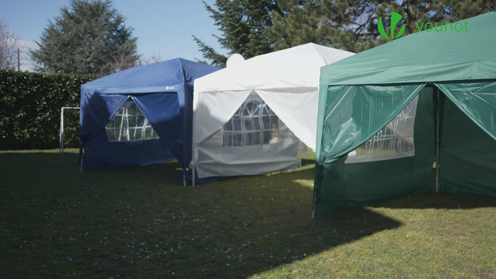Toboli Tonnelle Jardin pliable en Blanc 3x3m Pop-up Tente