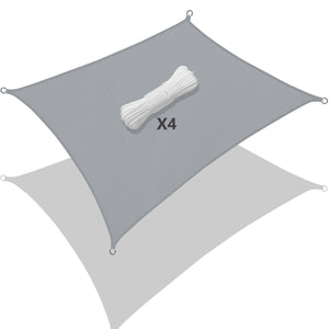 Voile d’ombrage Rectangulaire Imperméable Polyester avec Corde 3x5m Gris - VOUNOT FR