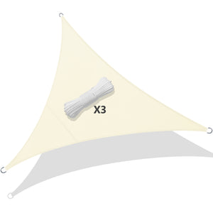 Voile d’ombrage Triangle Imperméable Polyester avec Corde 3x3x3m Beige - VOUNOT FR