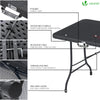 Table de camping pique nique pliable 180cm HDPE polyrotin noire - VOUNOT FR