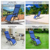 Chaise longue inclinable en textilene avec porte gobelet et portable bleue - VOUNOT