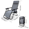 Chaise longue inclinable en textilene avec porte gobelet et portable gris - VOUNOT