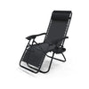 Chaise Longue inclinable en testilene avec porte gobelet et portable Noir Lot de 1 - VOUNOT